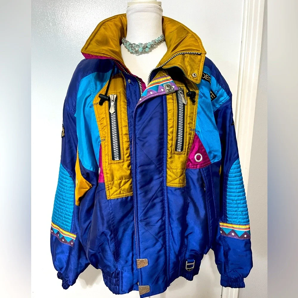 Excellent condition like new! Vintage DESCENTE Ski Jacket Multicolor Large sfh - Picture 1 of 6